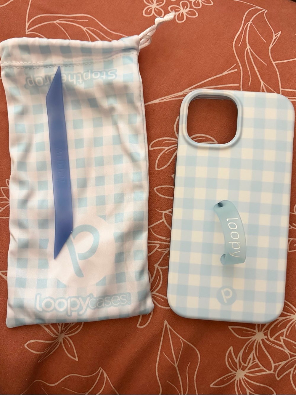 Loopy Case iPhone 15 Blue Gingham